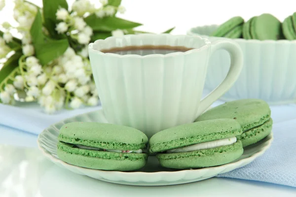 Coffee and macaroons close-up — Stock Photo, Image