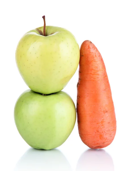Zoete appels, SAP en wortel geïsoleerd op wit — Stockfoto