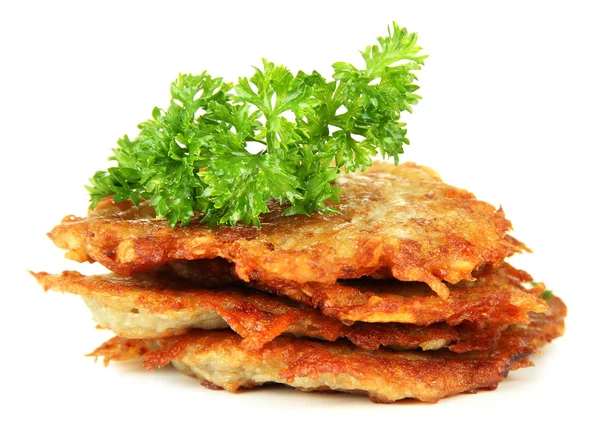 Potato pancakes, isolated on white — Stock Photo, Image