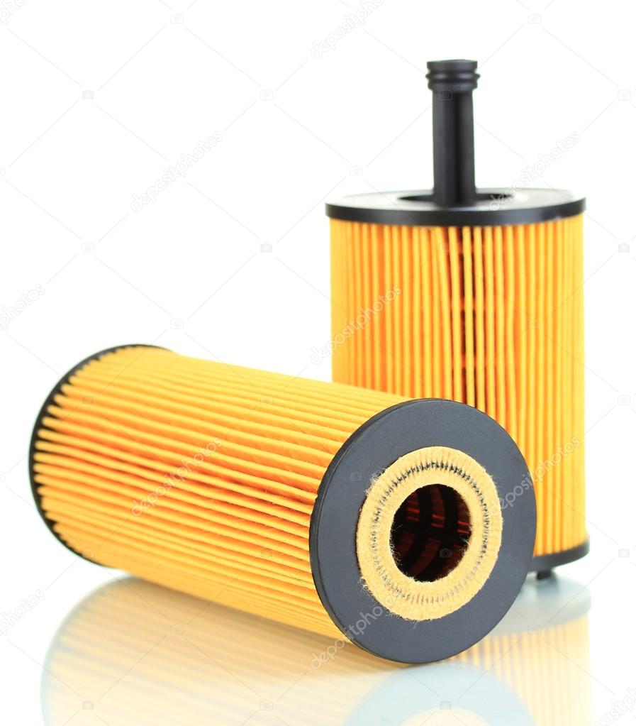 Car oil filters isolated on white