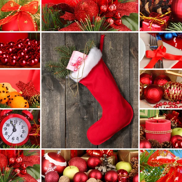 Collage van Kerstmis en decoraties — Stockfoto