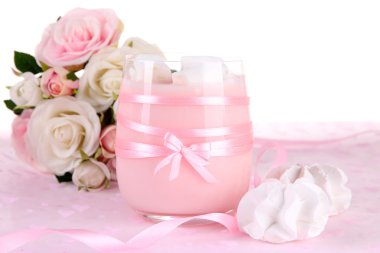 lezzetli yoğurt ile marshmallow, yakın çekim