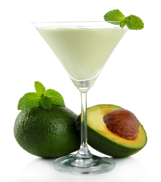 Fresh avocado smoothie isolated on white — Stock Photo, Image