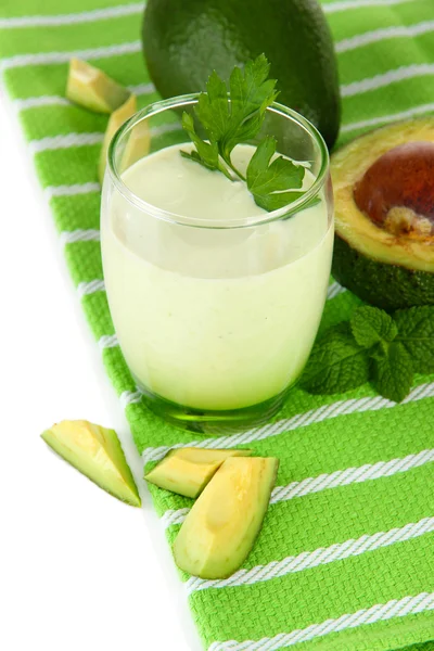 Fresh avocado smoothie isolated on white — Stock Photo, Image