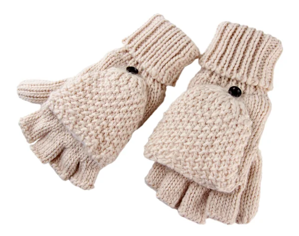 Wool fingerless gloves, isolated on white — Stock Photo, Image