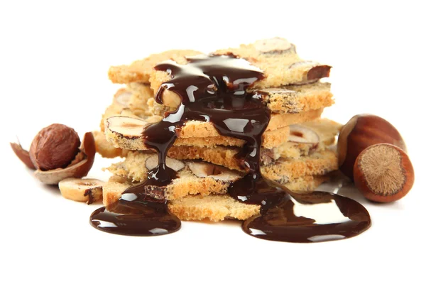 Kekse mit Nüssen, isoliert auf weiß — Stockfoto