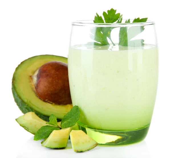 Fresh avocado smoothie isolated on white — Stock Photo, Image