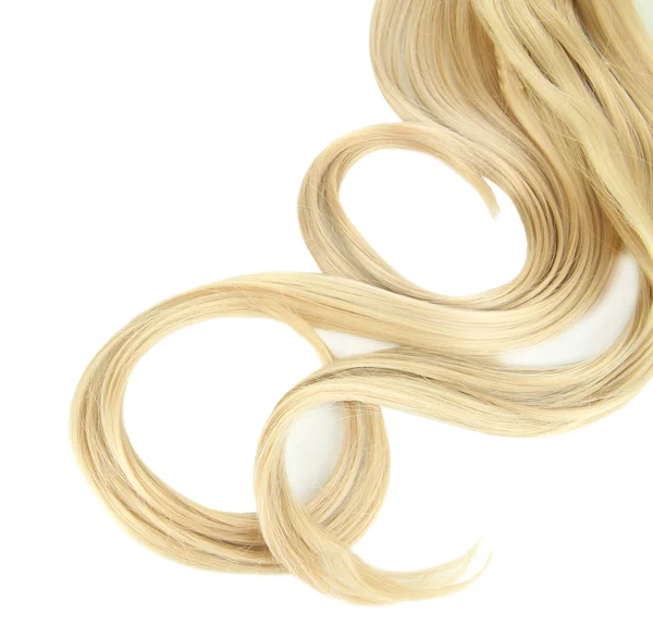 Curly blond hair close-up isolated on white — Stock Photo, Image