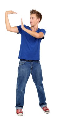 izole üzerinde beyaz dans yakışıklı genç