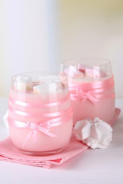 lezzetli yoğurt ile marshmallow, yakın çekim