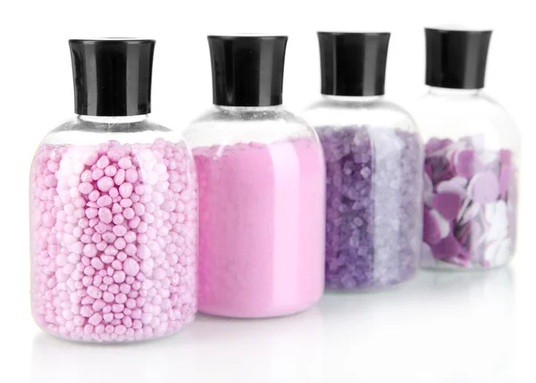 Ароматерапевтичні мінерали - барвиста сіль для ванни ізольована на білому — стокове фото