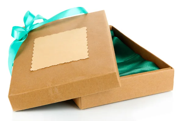 Caja de regalo atada con cinta, aislada en blanco — Foto de Stock