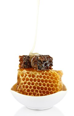 beyaz izole peteğin damlayan bal