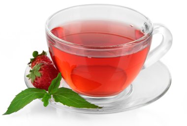 beyaz izole lezzetli çilek çayı