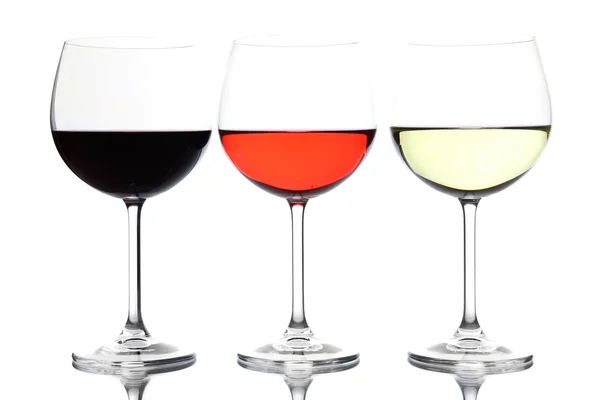 Assortiment de vin dans des verres isolés sur blanc — Photo