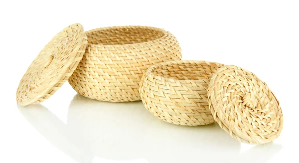 Wicker baskets isolated on white — Stock Photo, Image