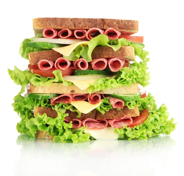 Huge sandwich, isolated on white — Stock Photo, Image