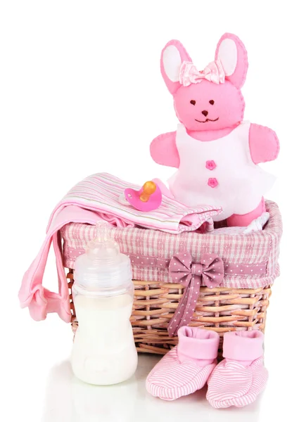 Acessórios para bebês isolados em branco — Fotografia de Stock