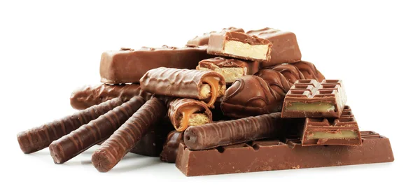 Beyaz izole lezzetli çikolata bar — Stok fotoğraf