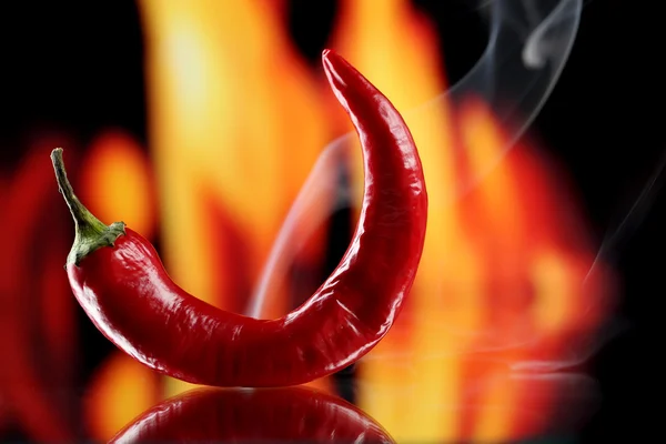 Pimiento rojo picante sobre fondo de fuego — Foto de Stock