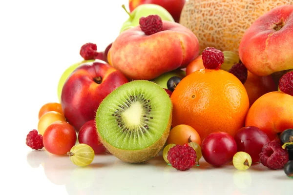 Assortment of juicy fruits, isolated on white — Stock Photo, Image