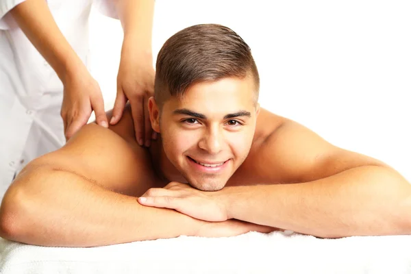 Mladý muž s masáž zad zblízka — Stock fotografie