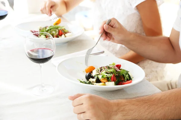 Beautiful couple having romantic dinner at restaurant Stock Image