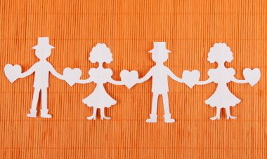 sosyal ağ kavramı turuncu bambu zemin üzerine kağıt insanlar