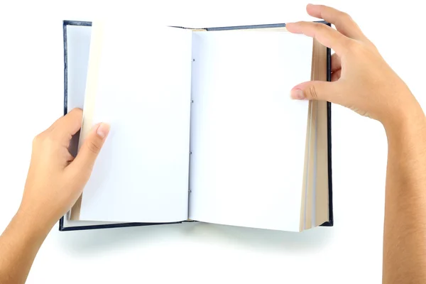 Libro en manos aisladas sobre blanco — Foto de Stock