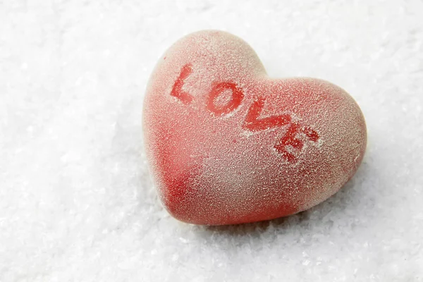 Srdce ve sněhu — Stock fotografie
