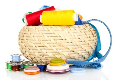 hasır sepet ile üzerine beyaz izole iğne işi'den aksesuarlar