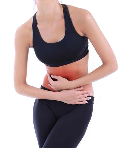 Dolor abdominal aislado en blanco — Foto de Stock