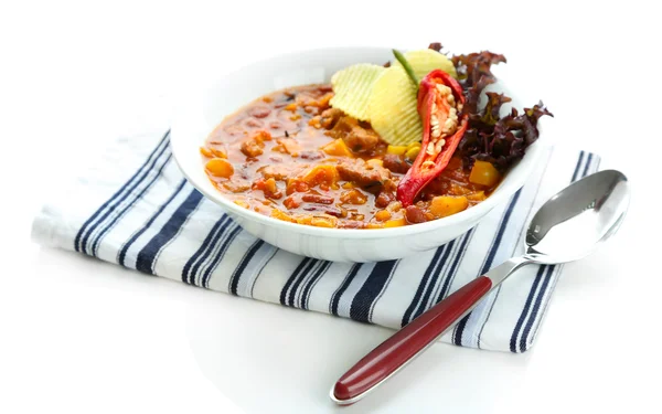 Chilli corn carne - tradiční mexické jídlo, izolované na bílém — Stock fotografie