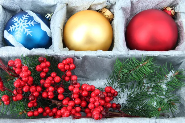 Beautiful packaged Christmas balls, close up — Stock Photo, Image