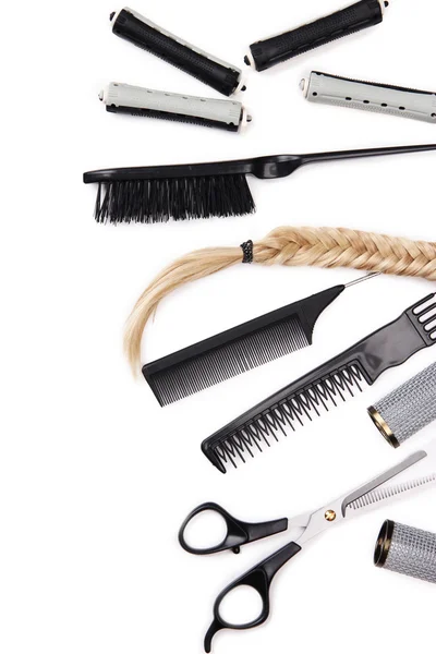 Outils professionnels de coiffeur isolés sur blanc — Photo