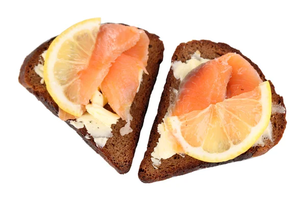 Sandwiches de salmón aislados en blanco —  Fotos de Stock