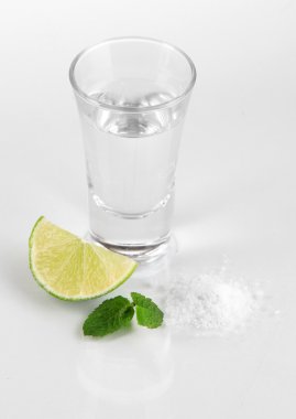 tekila üzerinde beyaz izole cam