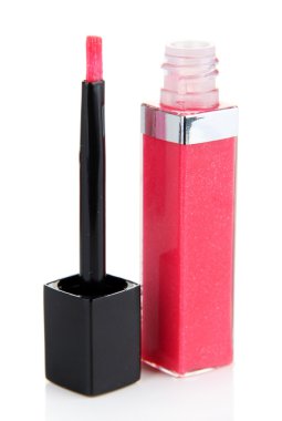 Güzel dudak parlatıcısı, beyazda izole edilmiş.