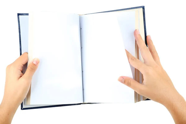 Libro en manos aisladas sobre blanco — Foto de Stock