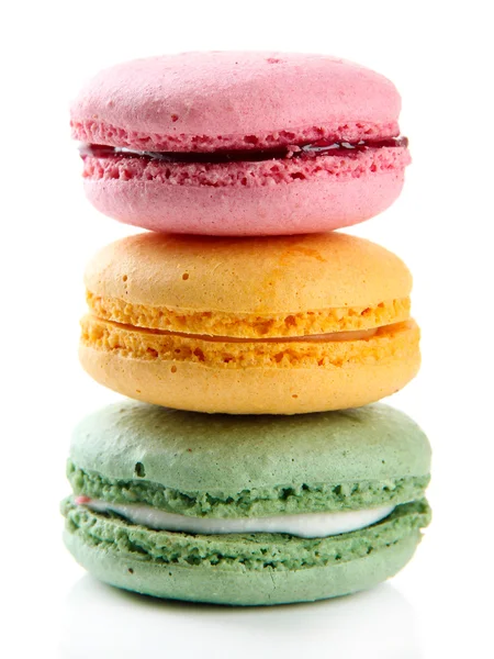 Macaroons suaves isolados em branco — Fotografia de Stock