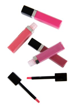 güzel dudak glosses, üzerinde beyaz izole