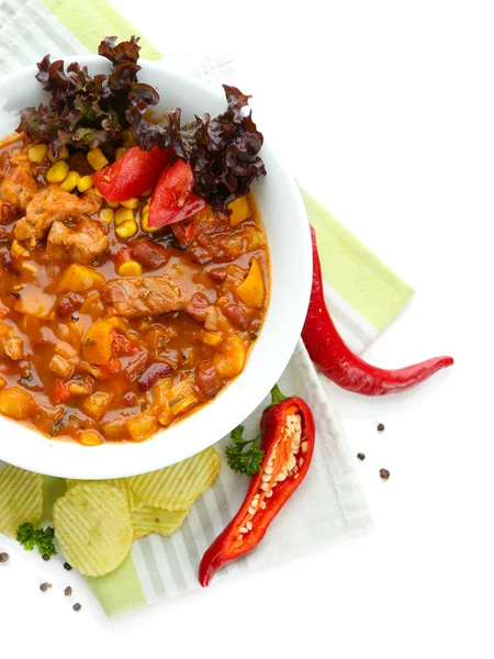 Carne de Maíz de Chili - comida tradicional mexicana, aislada en blanco — Foto de Stock