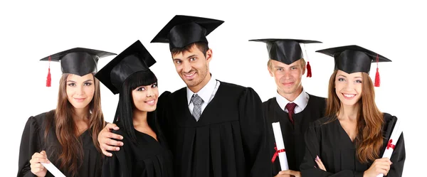 Jóvenes graduados aislados en blanco —  Fotos de Stock