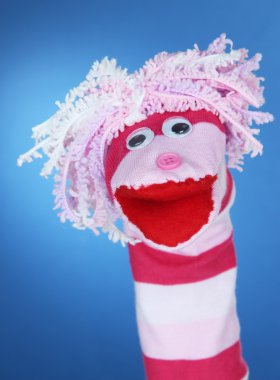 şirin çorap kukla mavi zemin üzerine