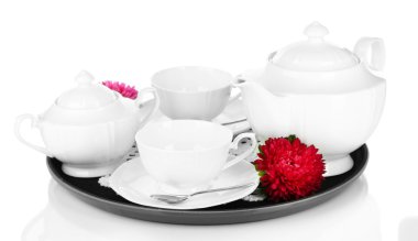 bardak çay beyaz izole tepsi