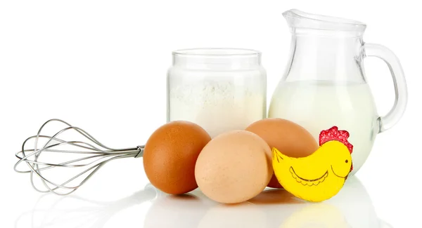 Ingredients for dough isolated on white — Stock Photo, Image