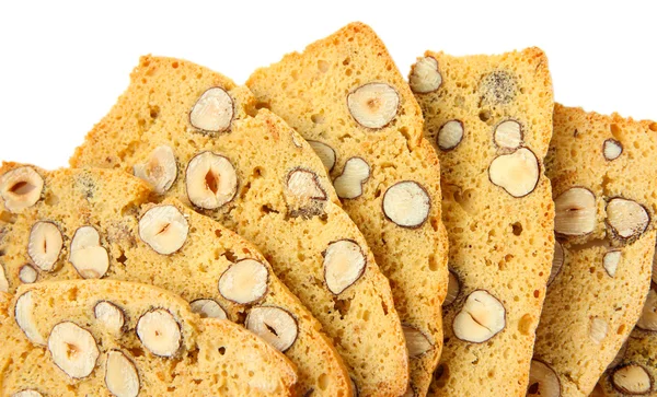 Biscotti with nuts, isolated on white — Stock Photo, Image