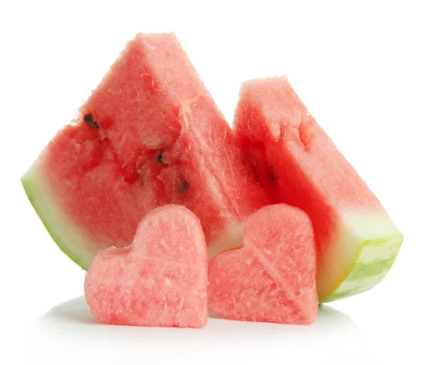 Verse rijpe watermeloen geïsoleerd op wit — Stockfoto