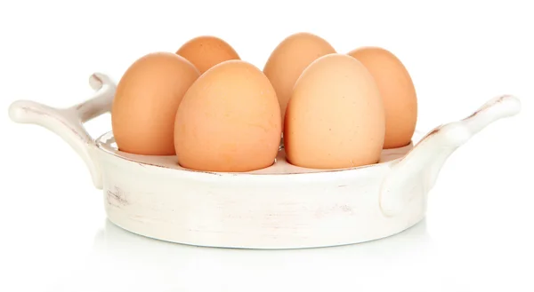Eieren in plaat voor eieren geïsoleerd op wit — Stockfoto