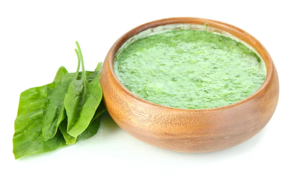 Tasty spinach soup, isolated on white — Stock Photo, Image